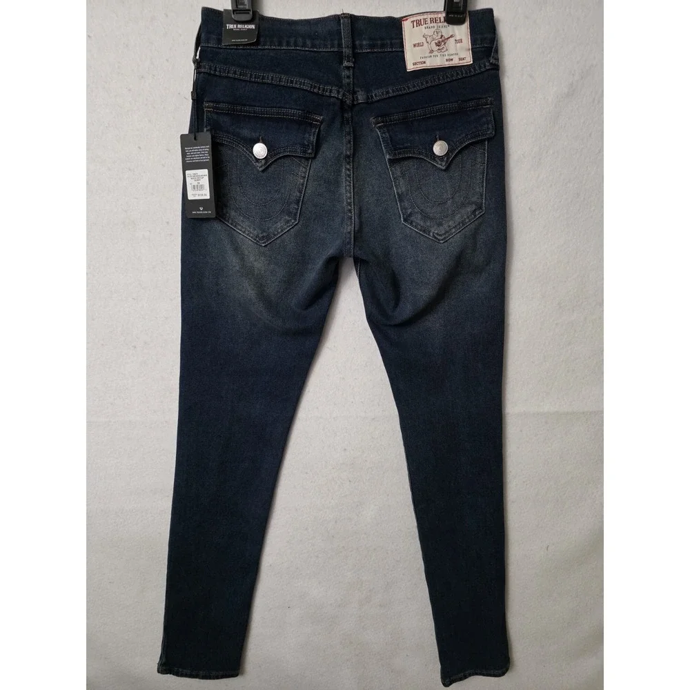True Religion Ricky SN Flap Straight Jeans Mens 28x32 Dark Woodland Wash 700676